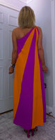 Tate Dress – Magenta & Orange Asymmetric Maxi Dress