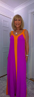 Helena Sleeveless  Maxi Dress – Magenta - Green - Ecru