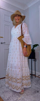 Jasmine Boho Embroidered Dress – White Viscose Summer Style