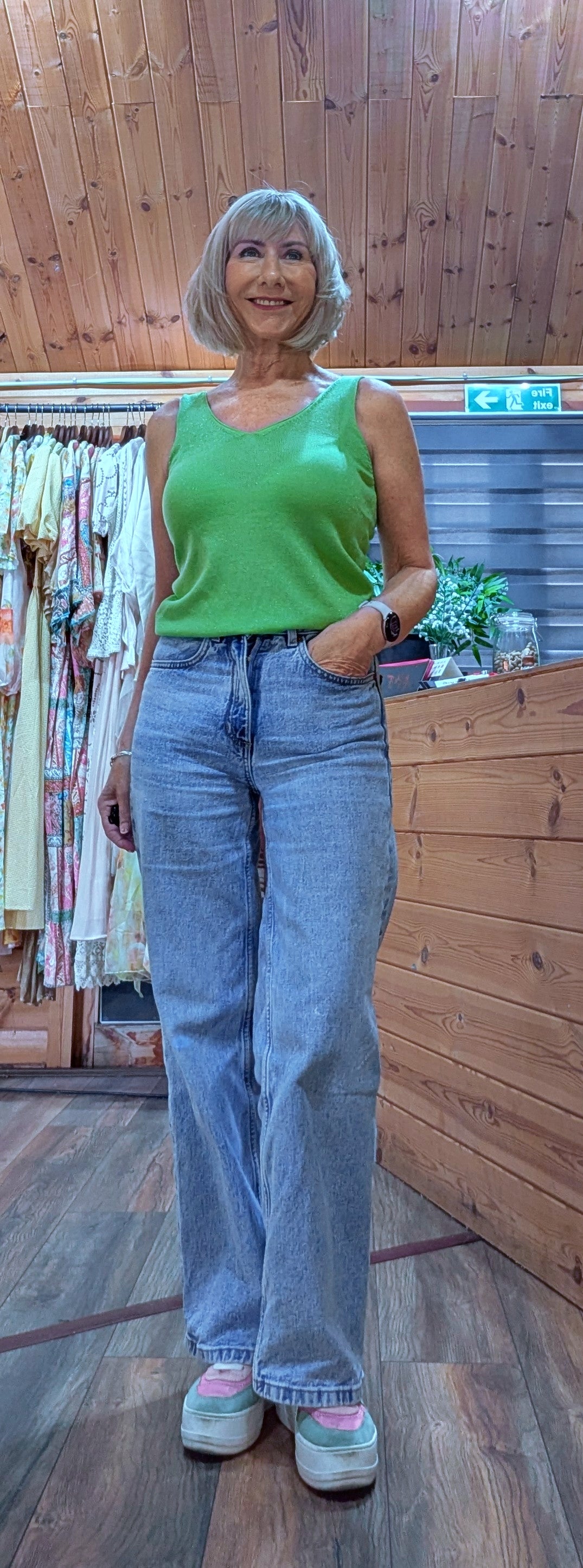 Romilly green shimmer top