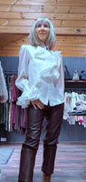 Noori Ivory Blouse – Ruffle Front with Pearl & Diamanté Detail