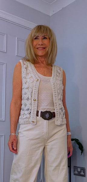 Bella Waistcoat Crochet Cardigan – Vintage Style