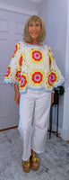 Parker – ’70s Style Sweater with Multicolour Crochet Detail