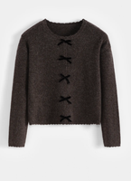 Maple Taupe Sweater with Bows & Frill Detailing – Front or Back Wear