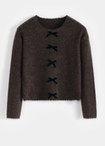 Maple Taupe Sweater with Bows & Frill Detailing – Front or Back Wear