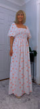 Candy Off - Shoulder Puff Sleeve Dress with  Shirred Bust