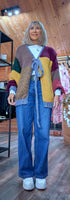 Gwen Boho Chunky Cardigan – Multicolour Patchwork with Tie Front
