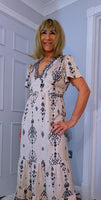 Nettie Boho Maxi Dress – Ecru, Flutter Sleeves, Elasticated Waist