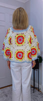 Parker – ’70s Style Sweater with Multicolour Crochet Detail