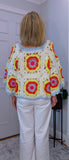 Parker – ’70s Style Sweater with Multicolour Crochet Detail