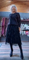 Farrah Black Sweater with Silver Sequin  Bows