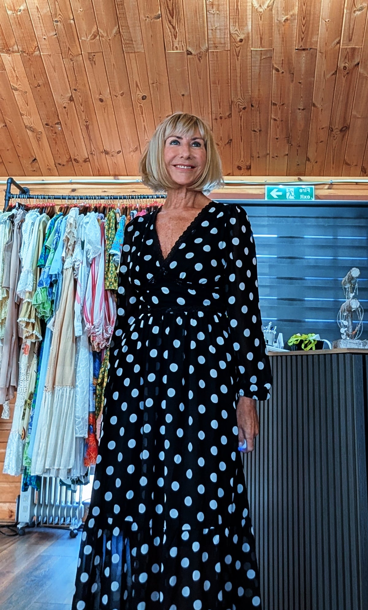 Black and white polka dot dress for women