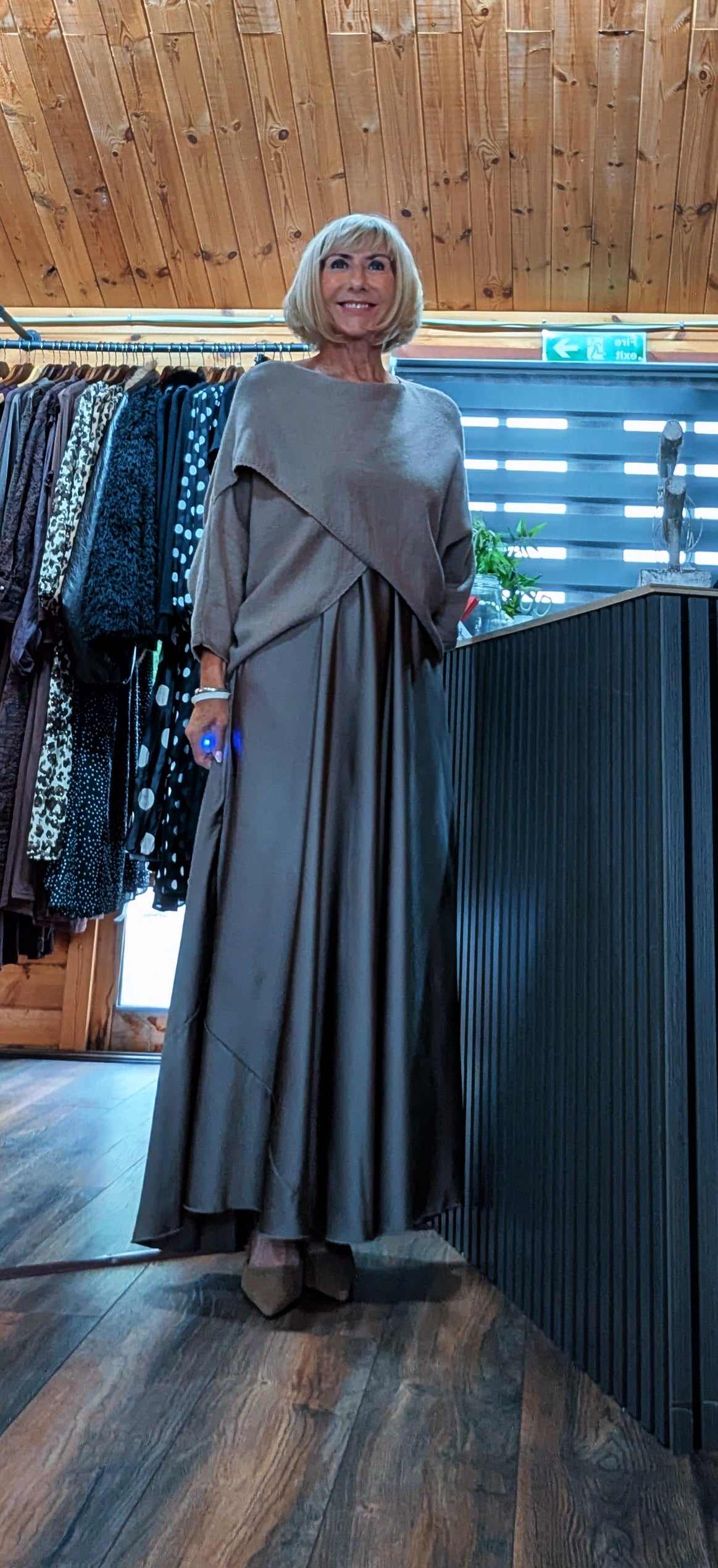 Marie Knit Top & Satin Slip Dress Set – Mocha