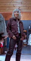 Collette Bouclé Jacket – Chocolate with Gold Button Detail