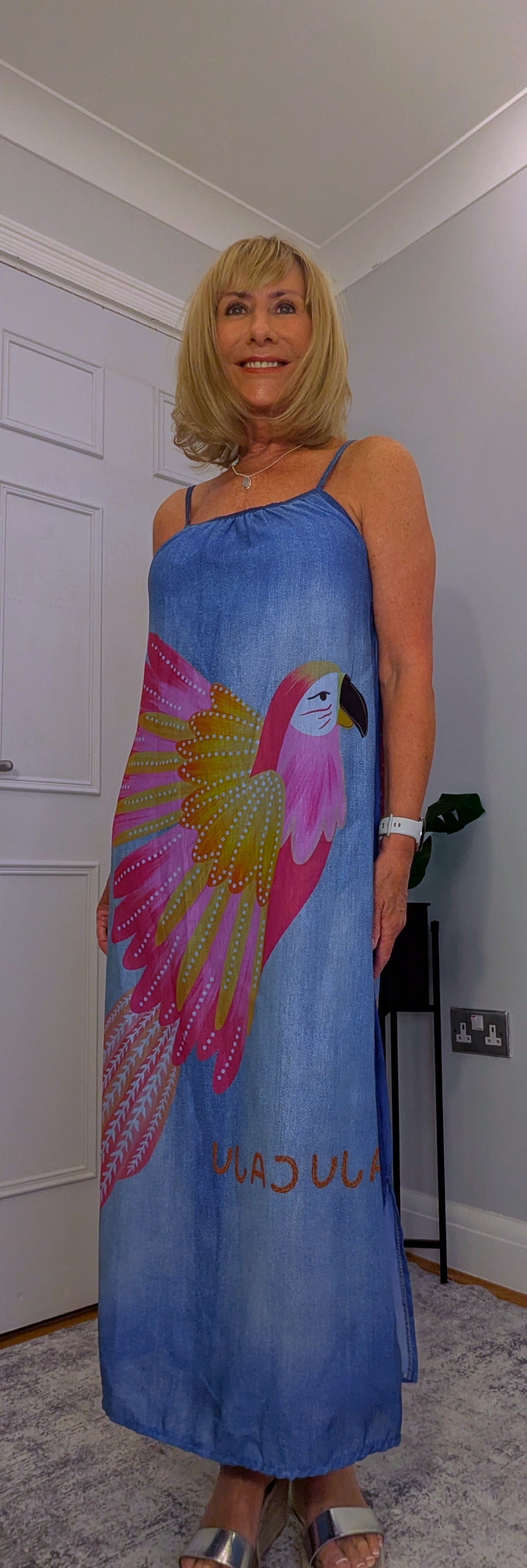 Delores Maxi Dress – Tropical  Bird Print Summer Slip Dress