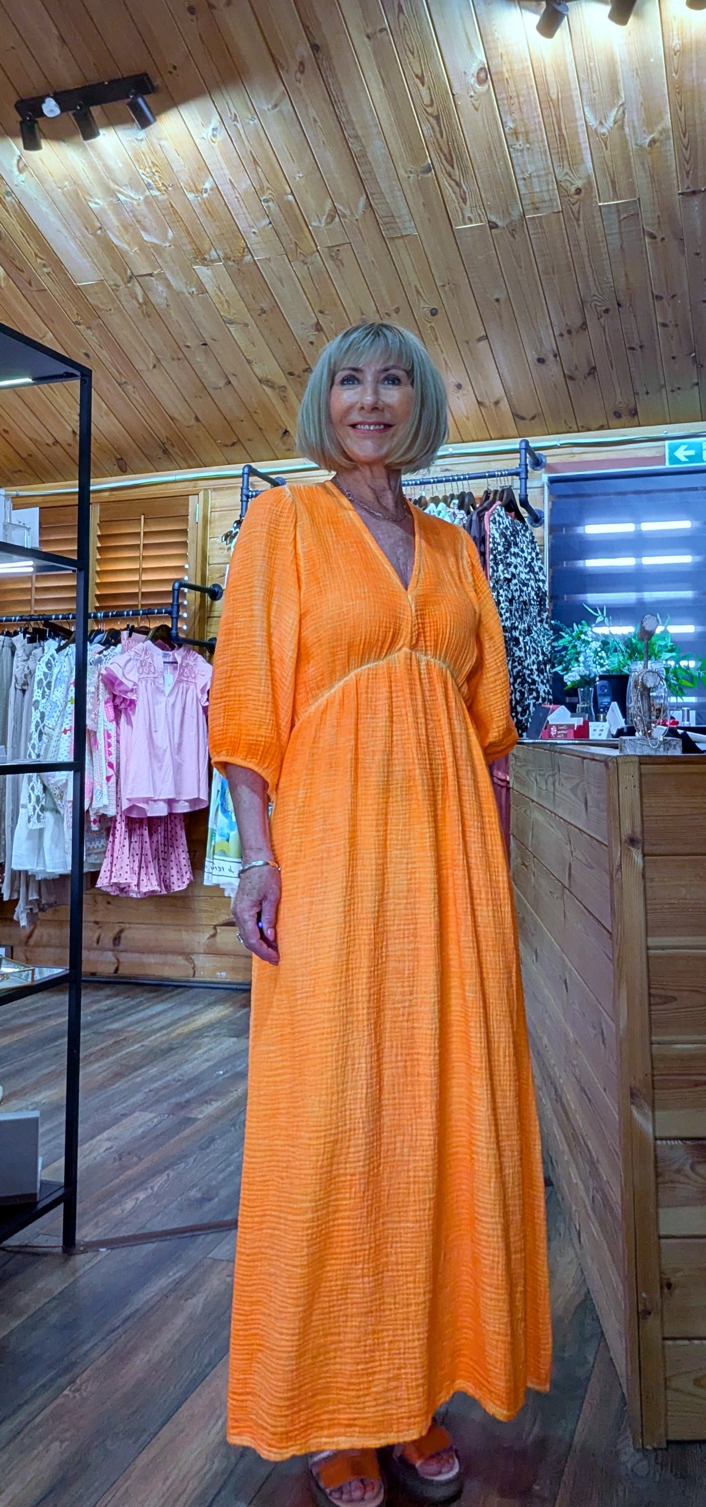 Vivid cheesecloth cotton maxi dress
