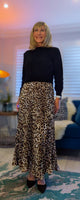 Olivia Leopard Print Maxi Dress with Black Knit Top – One Size