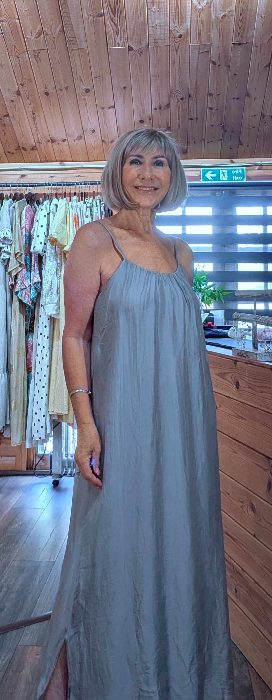 Josie Silk Blend Maxi Sun- Dress – Taupe