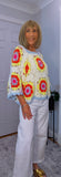 Parker – ’70s Style Sweater with Multicolour Crochet Detail