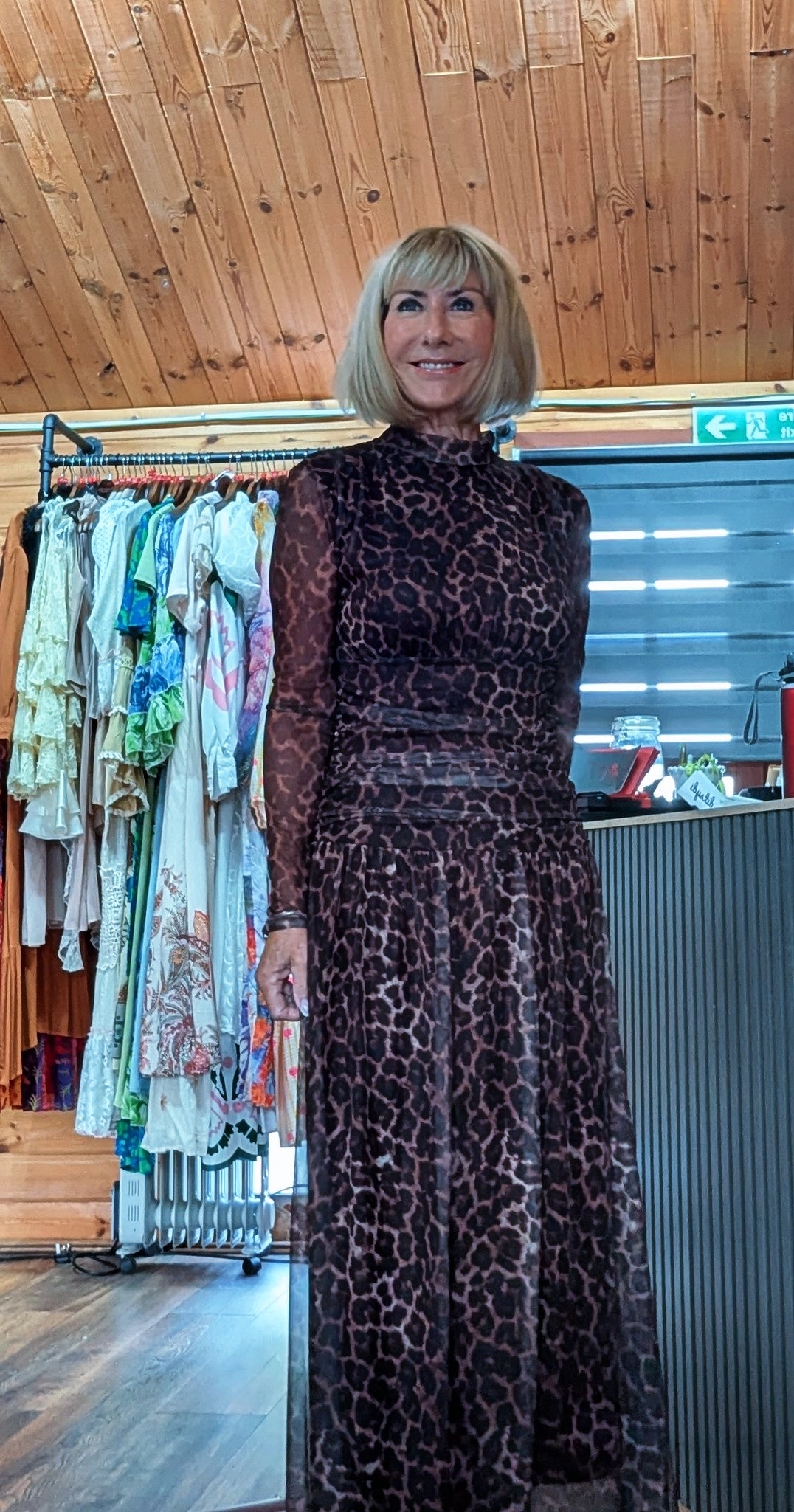 Martha chocolate leopard print maxi dress with long sleeves styled by ditsydi