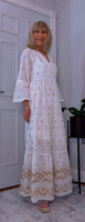 Jasmine Boho Embroidered Dress – White Viscose Summer Style