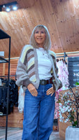 Abby Chunky Stripe Cardigan – Chocolate, Ecru or Burgundy