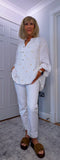 Daryl Cotton Blouse – White with Gold Embroidered Flowers