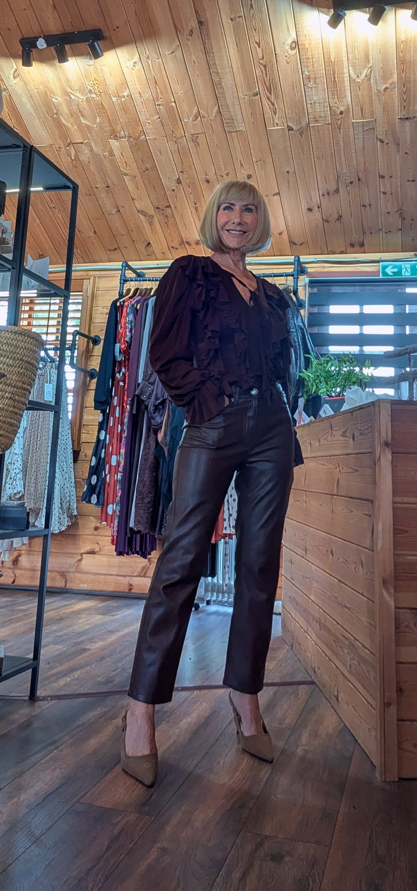 Parker Ruffle Blouse in Chocolate or Cream