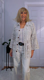 Magna Crochet Knit – Collared Summer Cardigan in Beige