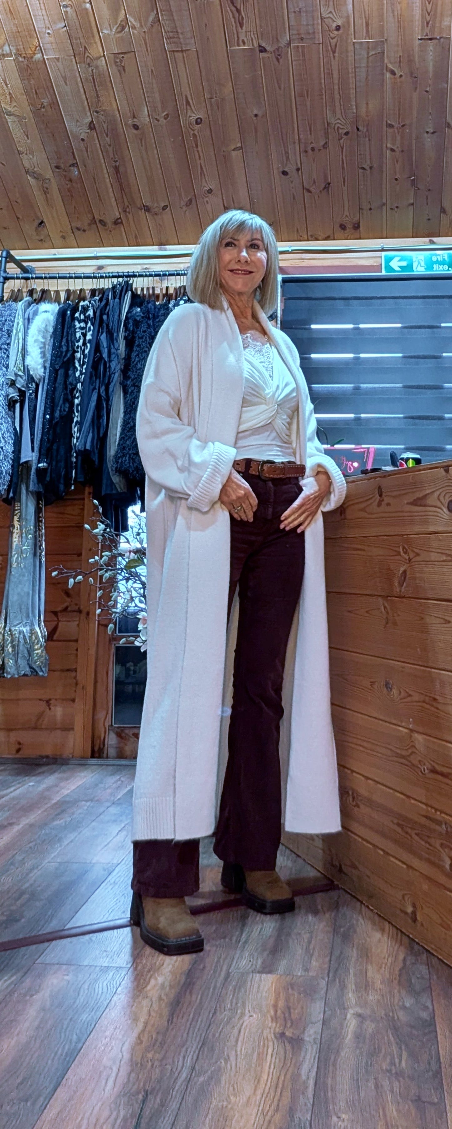 Lara Chunky Oversized Long Cardigan- Ivory