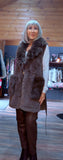 Faith Faux Fur Sleeveless Jacket – Chocolate with Tie Belt
