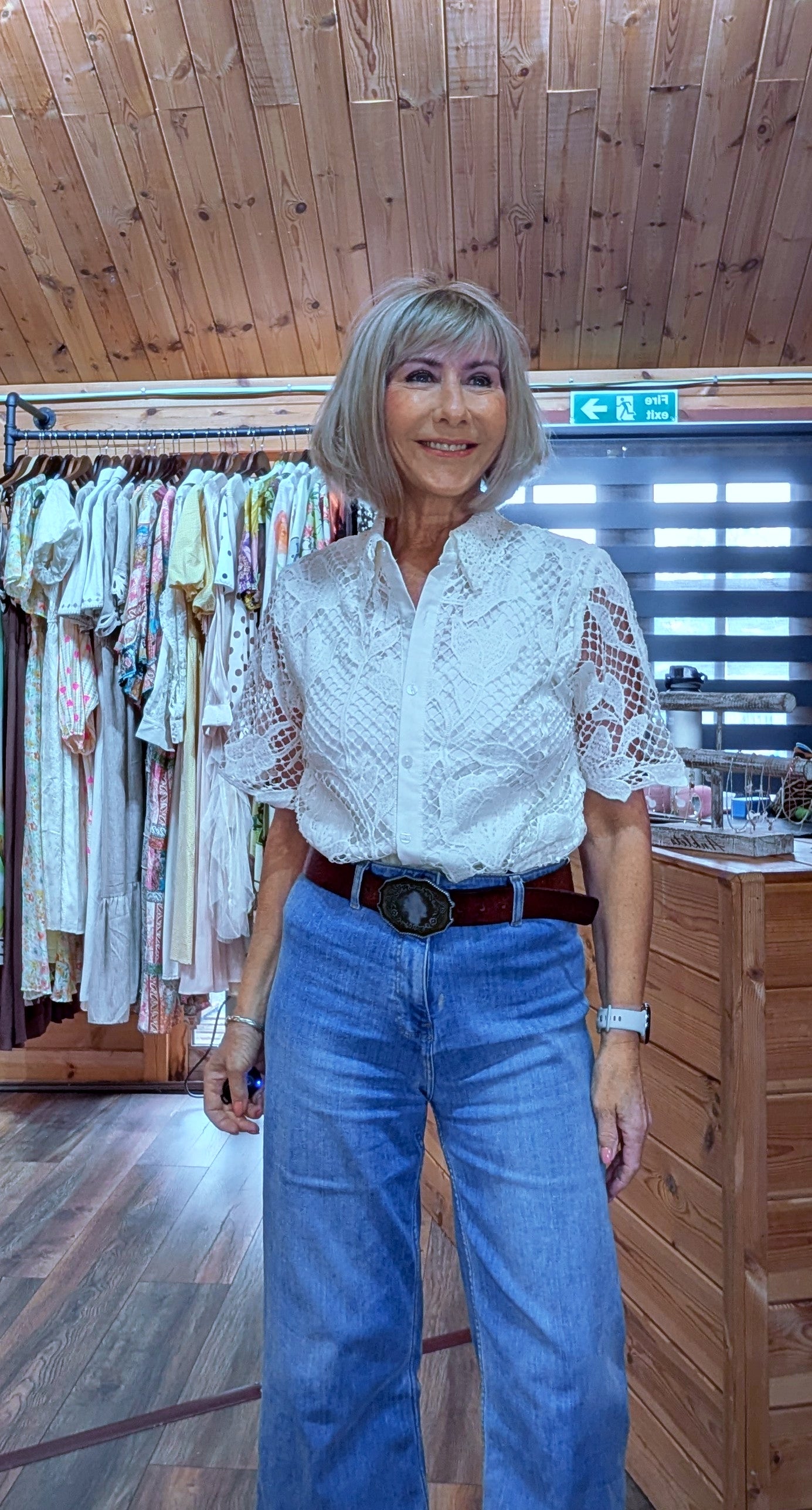 Cellina Cotton  Lace Shirt – Cream