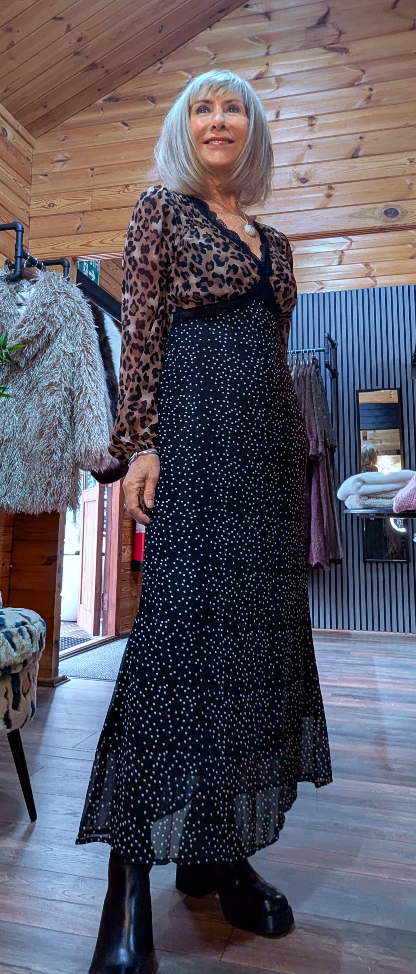 Ivanna Statement Midi Dress – Leopard Print - Polka Dot