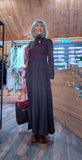 Haley Sweater Dress – High Neck with Pleated Maxi Skirt in Coffee Colour