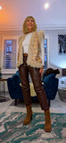Ella Faux Fur Trim Sleeveless Cardigan – Blush Pink & Gold Animal Print