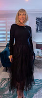 Anastasia Black Tulle Dress - Waterfall Skirt & Scoop Neck Sweater Top