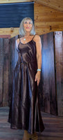 Loren Coffee Sequin Mesh Set – Silky Slip Dress with Beaded Tie Belt