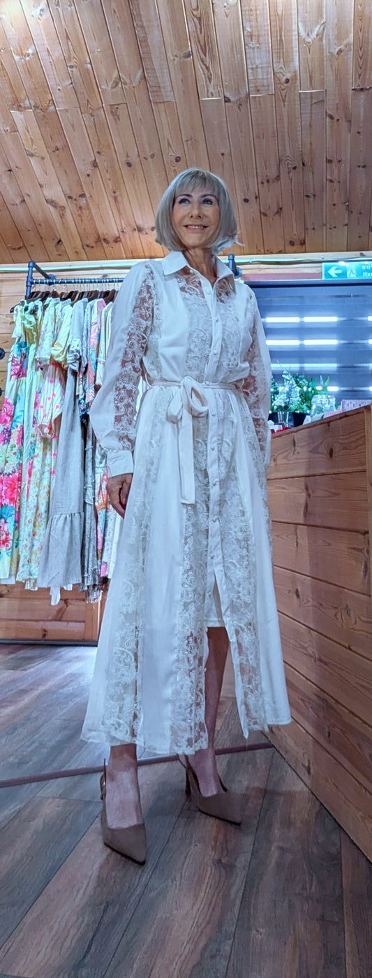 Rowan Lace Shirt Dress – Belted Occasion Dress