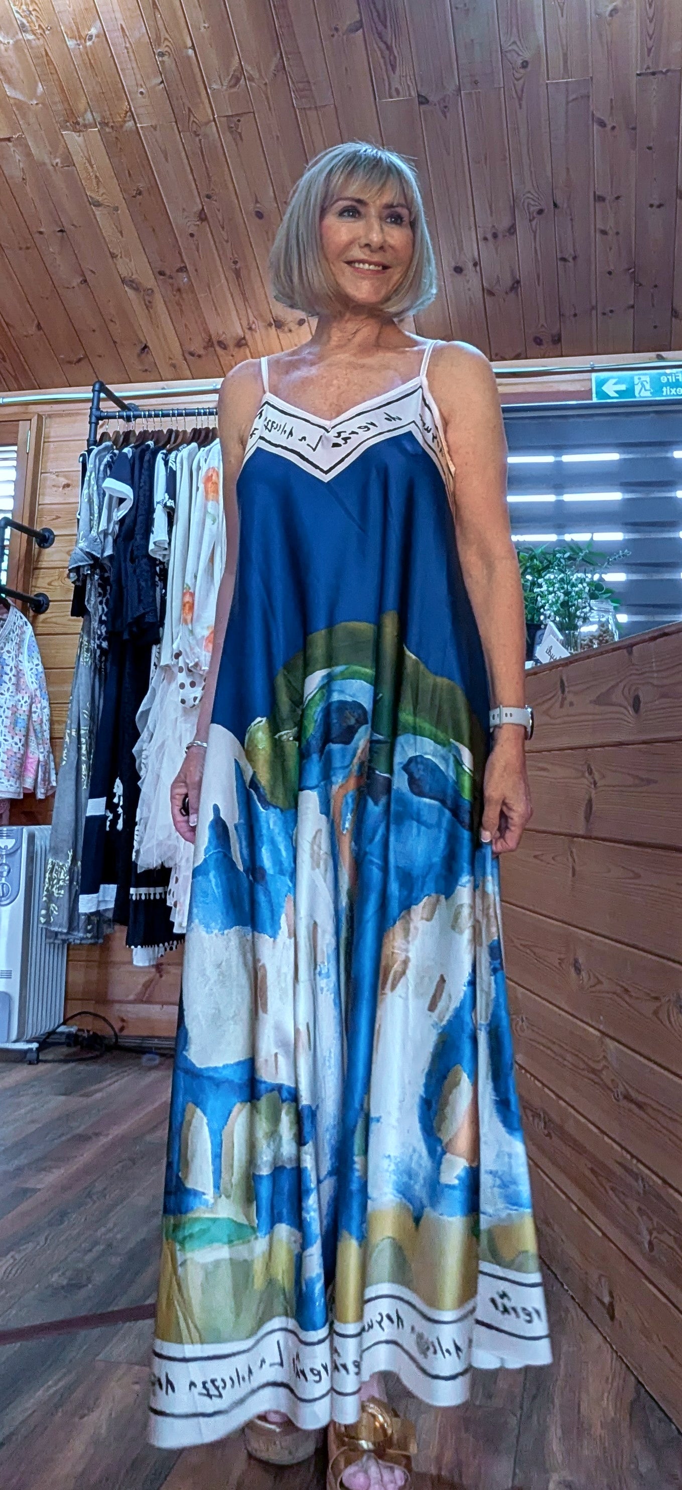 Nola blue silky maxi sundress