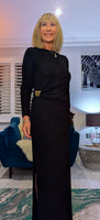 Martha Black Slinky Dress – Sparkle Side Split Evening Dress