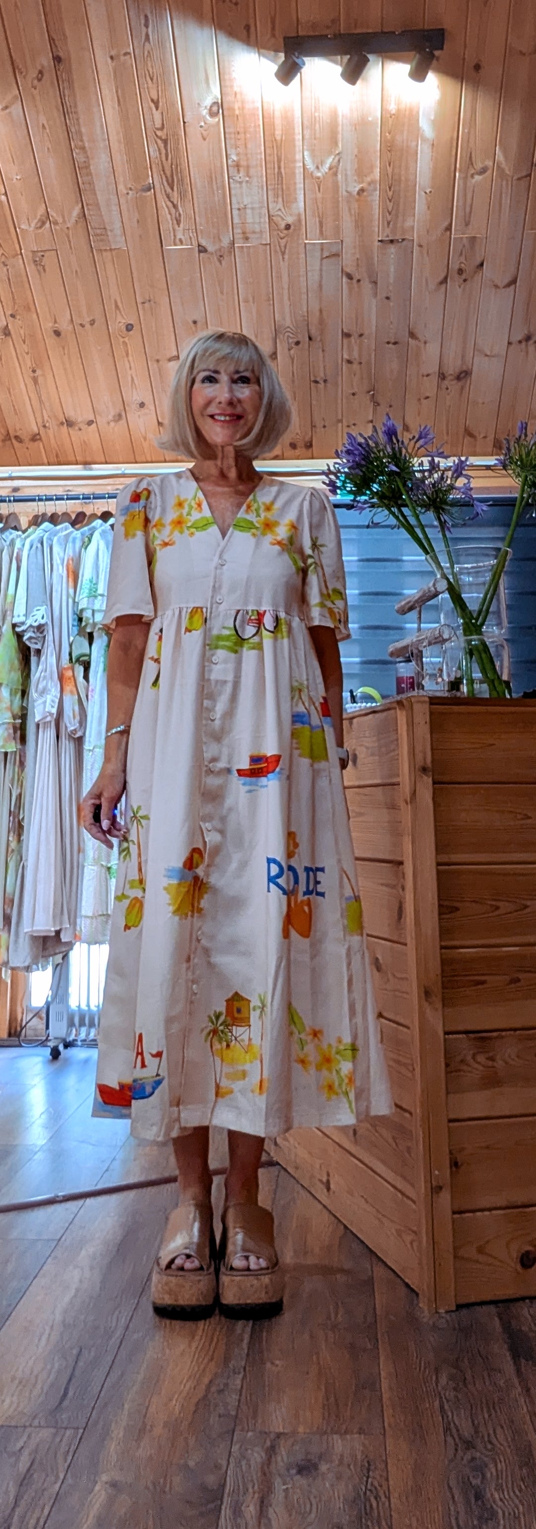Fiona Printed Button-Front Midi Dress