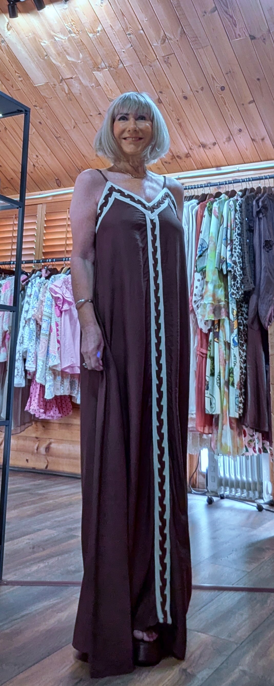 Di wearing Anastasia brown maxi dress at DitsyDi