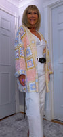 Gigi Crochet Cardigan – Pink, Blue & Beige