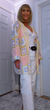 Gigi Crochet Cardigan – Pink, Blue & Beige