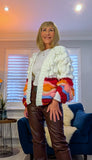 Lulu Chunky Cardigan with Balloon Sleeves & Bobble Detailing – Off White
