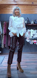 Noori Ivory Blouse – Ruffle Front with Pearl & Diamanté Detail