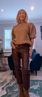 Jana Knit Jumper – Short Puff Sleeves in Soft Camel