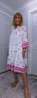 Lucille Smock Dress – Bright Fuchsia & White Viscose Smocked Dress
