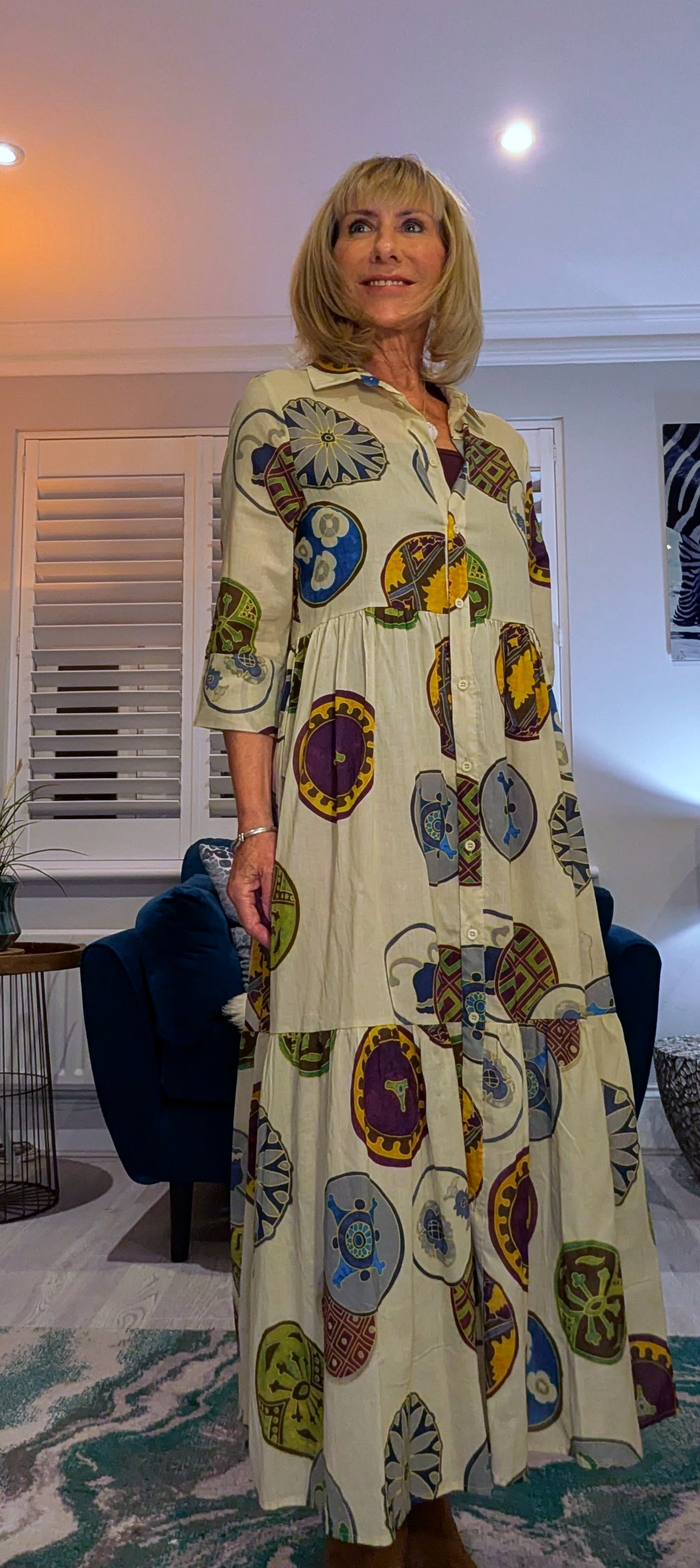 Pandora Dress– Bold Multicolour Cotton Maxi  Print