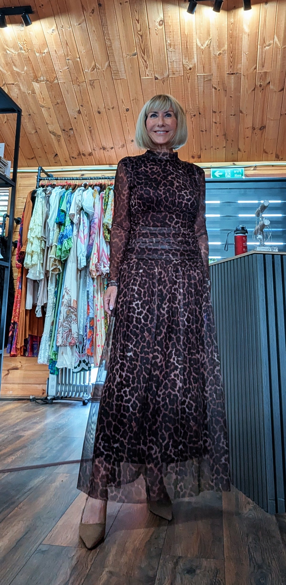 Martha one size chocolate maxi dress styled for evening wear